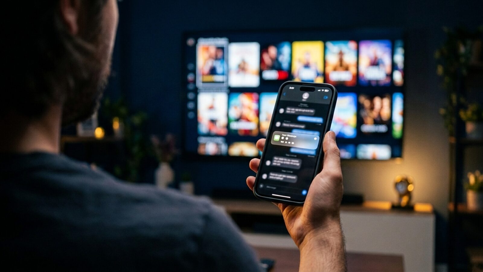Lista IPTV de teste chegando no celular ao lado da TV · Core Play